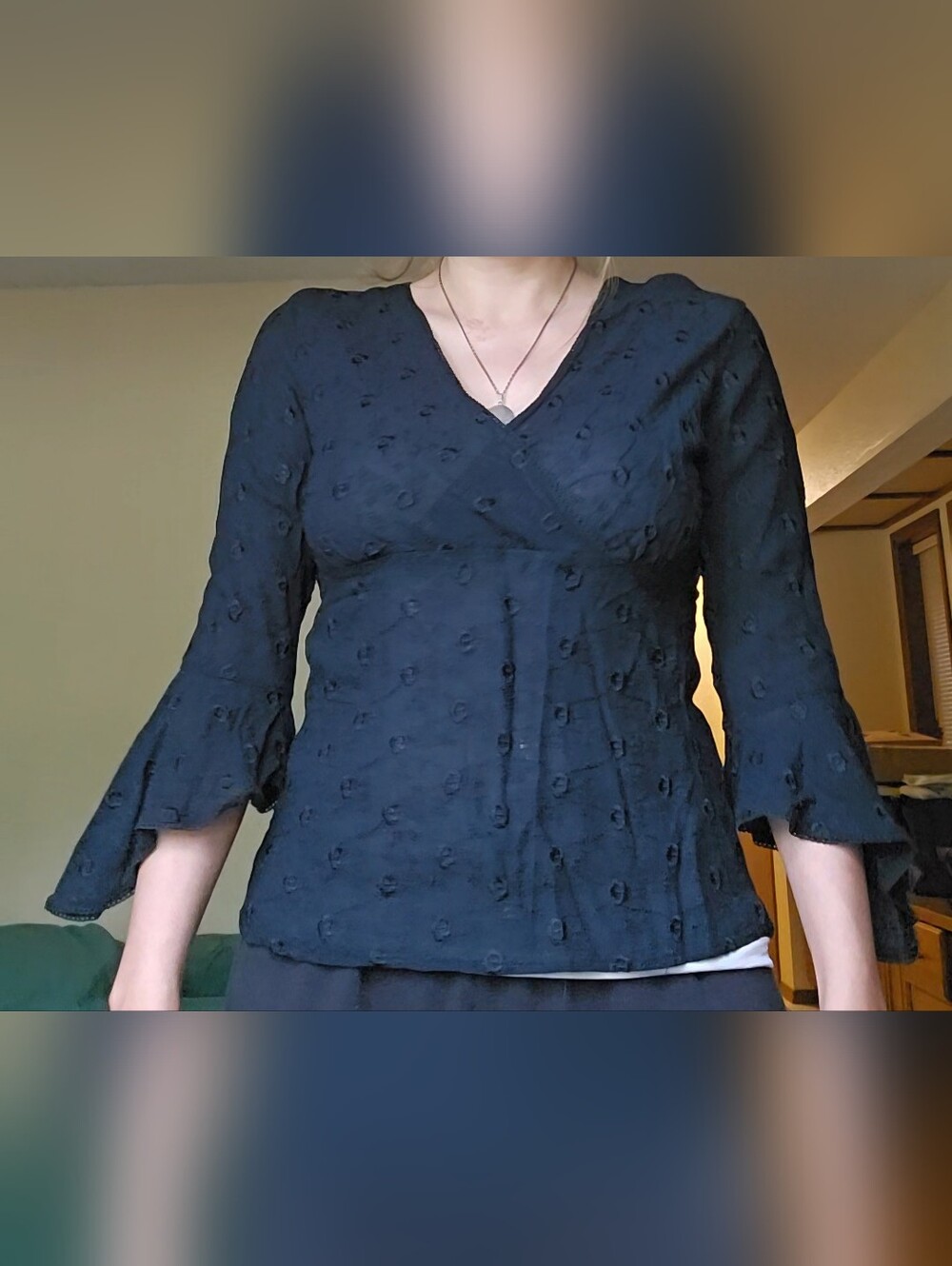 DCC Black Floral Wrap Blouse